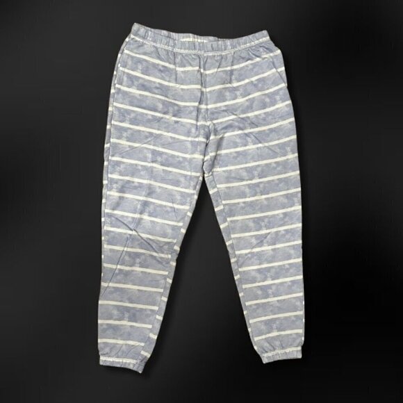 Cuddl Duds Jogger Pants Cotton Lightweight Stretchable Striped Blue White W US M - Picture 2 of 5
